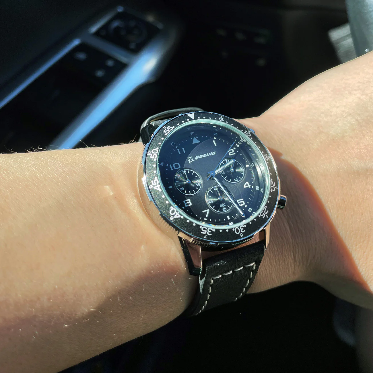 Boeing Black Leather Watch - Image 4