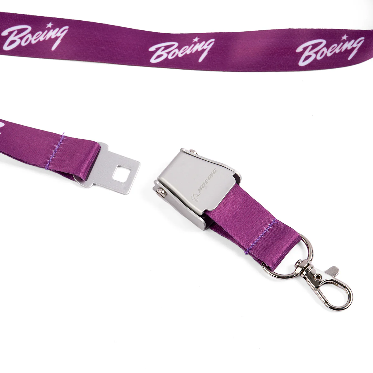 Boeing Heritage Script Purple Seat Belt Buckle Lanyard - Image 2