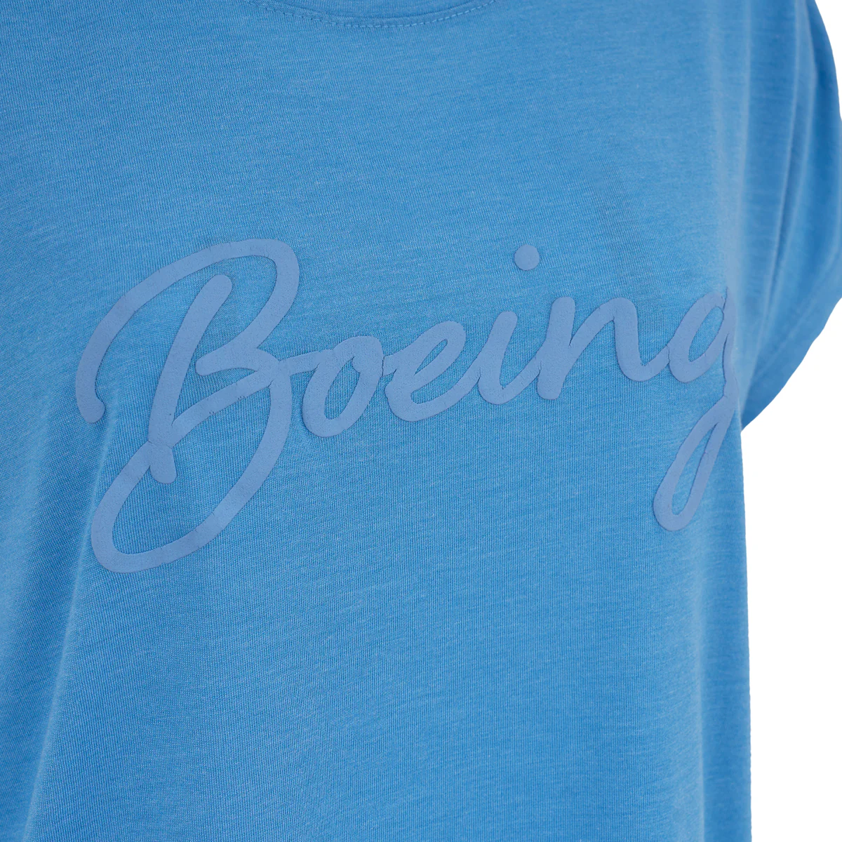 Boeing Script Logo Women's Blue T-Shirt - Image 2