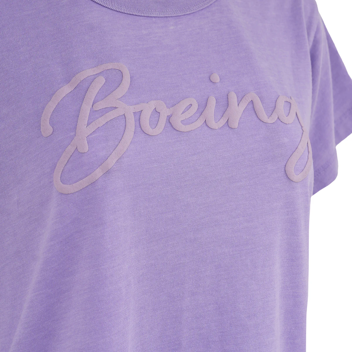 Boeing Script Logo Women's Purple T-Shirt - Image 2