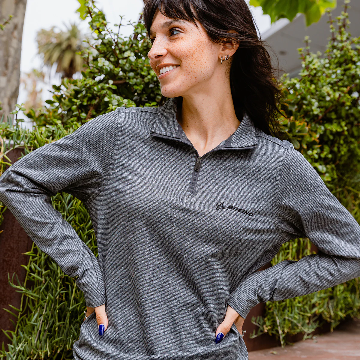 Boeing Women's Signature Logo Stripe Quarter-Zip Pullover - Image 3