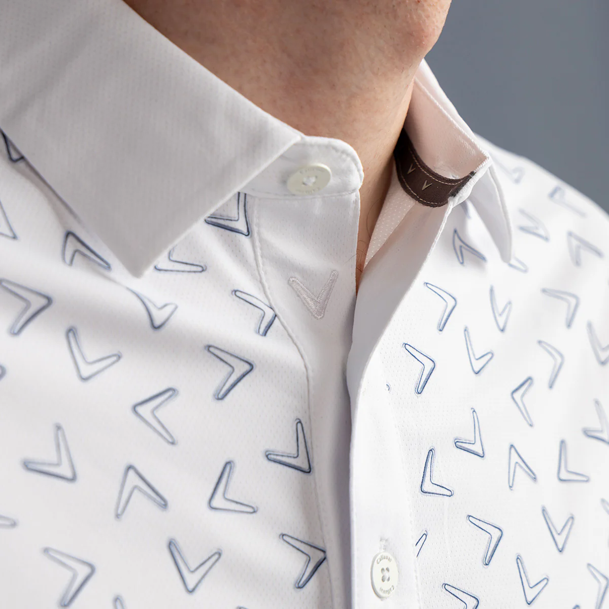 Callaway Boeing Men’s Ventilated Chevron Print Polo - Image 7