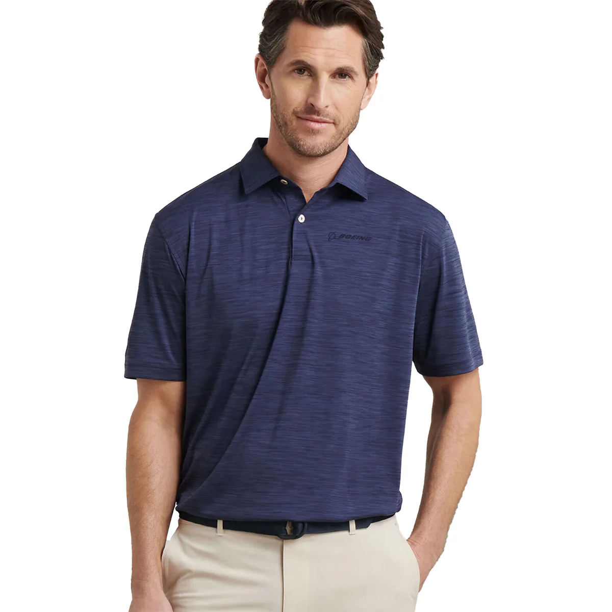 Peter Millar Boeing Men’s Featherweight Mélange Polo - Image 2